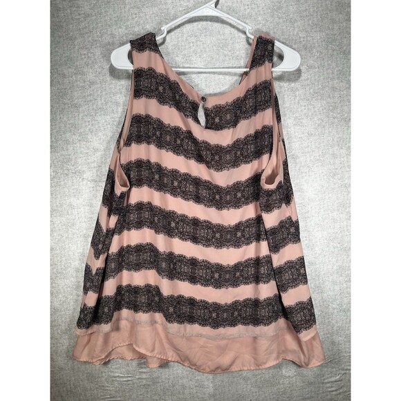 Torrid Lace Print Layered Pink Black Tank Blouse Size 3 Keyhole Back - Picture 6 of 6